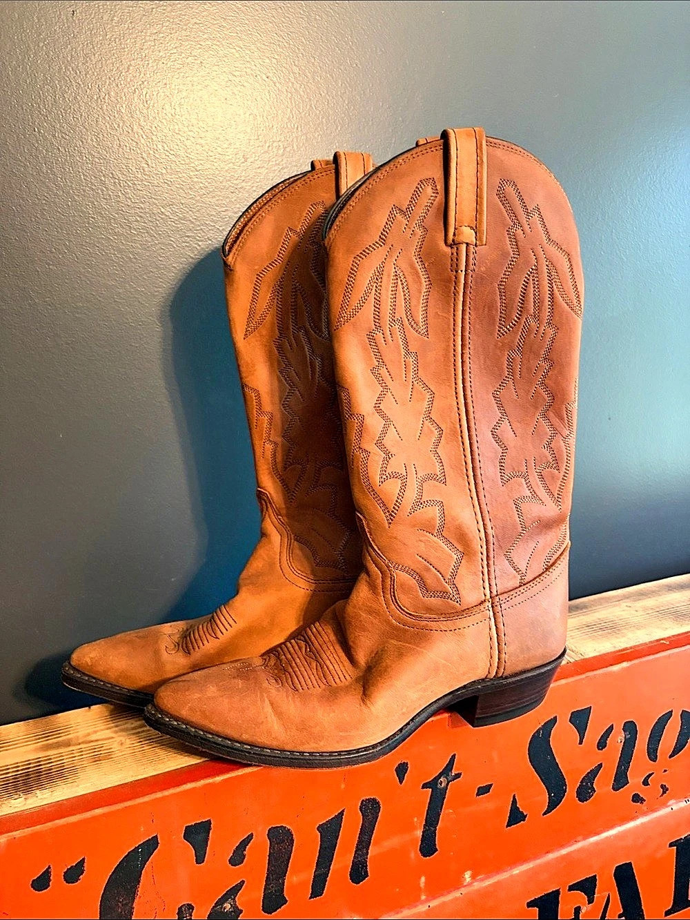 Dan Post Marlboro Collab Western Embroidered Brown Boots